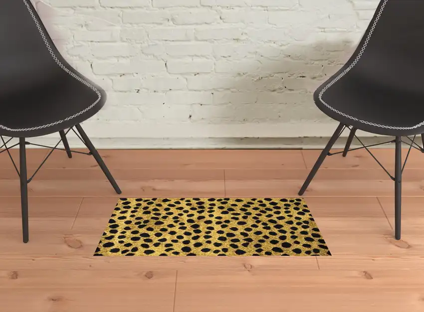 Bronze Leopard Print Washable Area Rug With UV Protection Photo 2