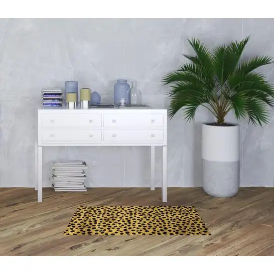 Bronze Leopard Print Washable Area Rug With UV Protection Photo 2
