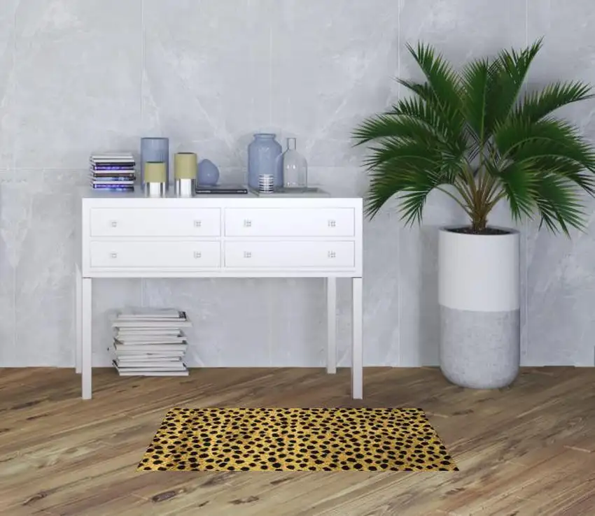 Bronze Leopard Print Washable Area Rug With UV Protection Photo 2
