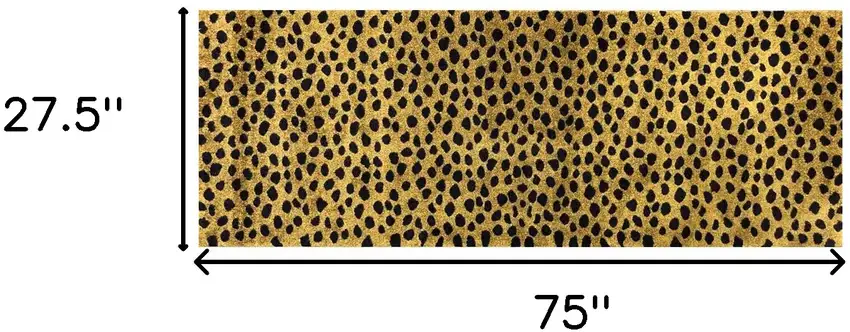 Bronze Leopard Print Washable Runner Rug With UV Protection Photo 5