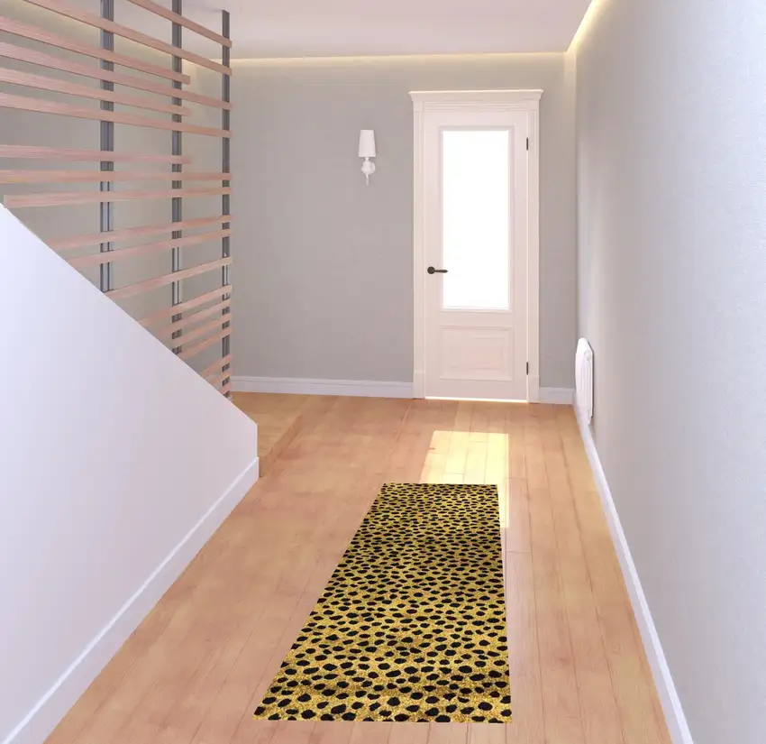 Bronze Leopard Print Washable Runner Rug With UV Protection Photo 2
