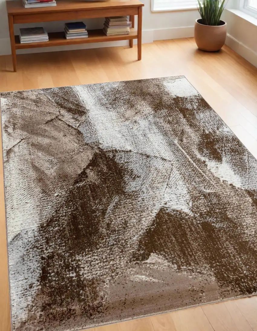 Brown Abstract Area Rug Photo 1