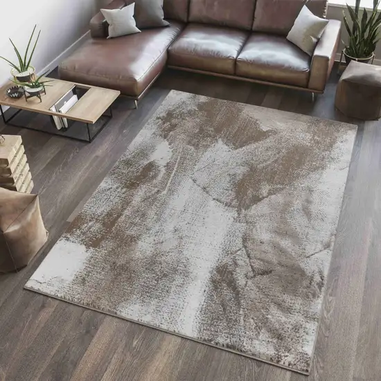 5' X 8' Brown Abstract Area Rug Photo 8