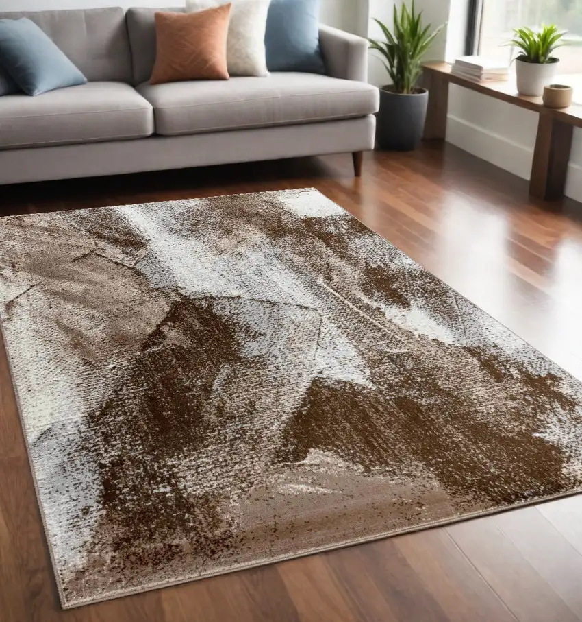 5' X 8' Brown Abstract Area Rug Photo 1
