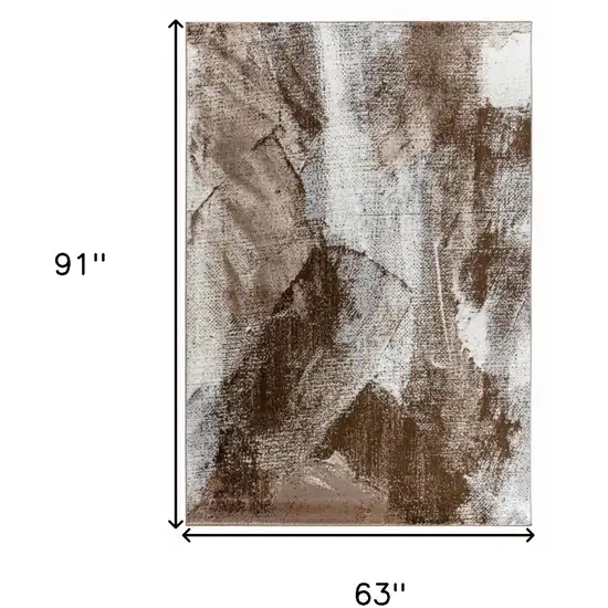 5' X 8' Brown Abstract Area Rug Photo 3
