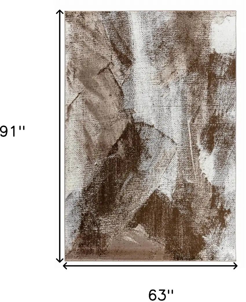 5' X 8' Brown Abstract Area Rug Photo 3