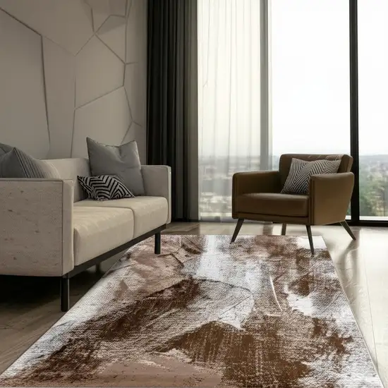 5' X 8' Brown Abstract Area Rug Photo 1