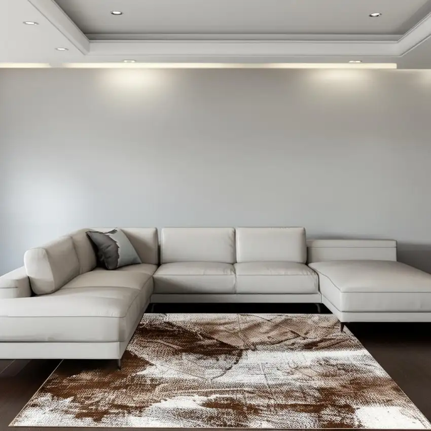 7' X 10' Brown Abstract Area Rug Photo 1