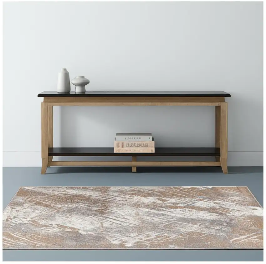 Brown Abstract Area Rug Photo 1