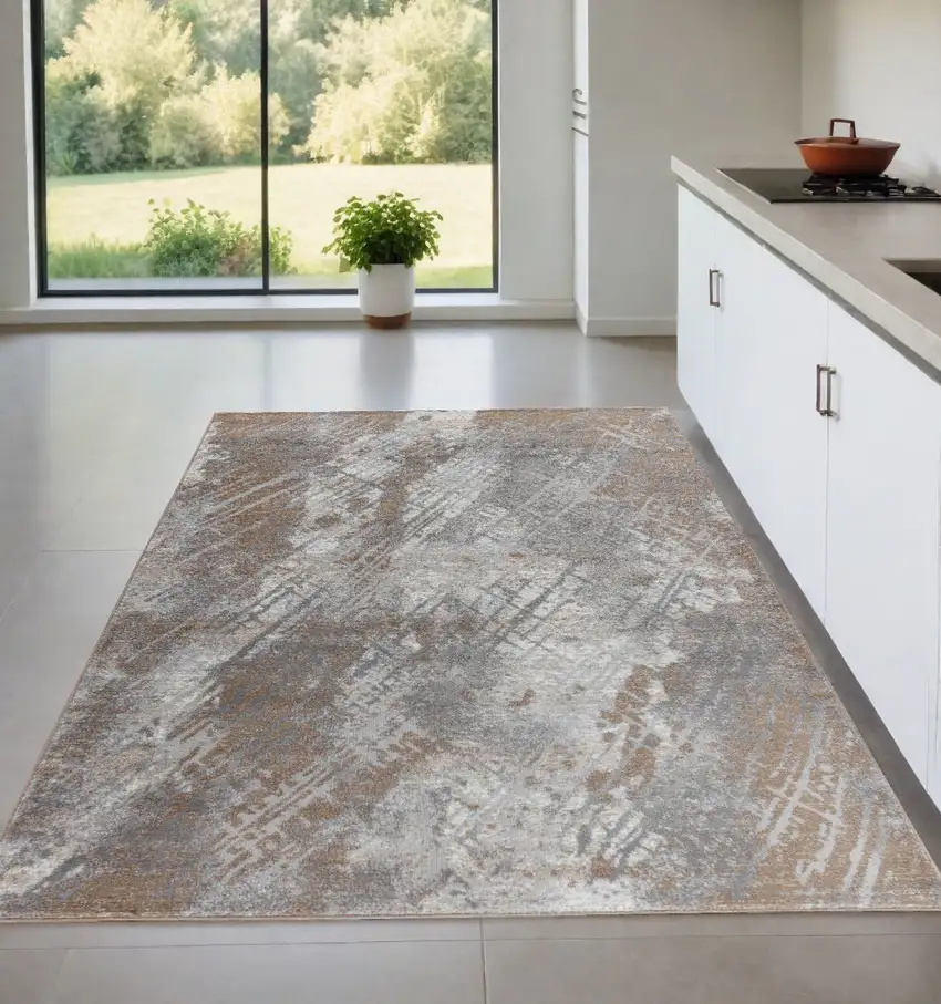 Brown Abstract Area Rug Photo 1