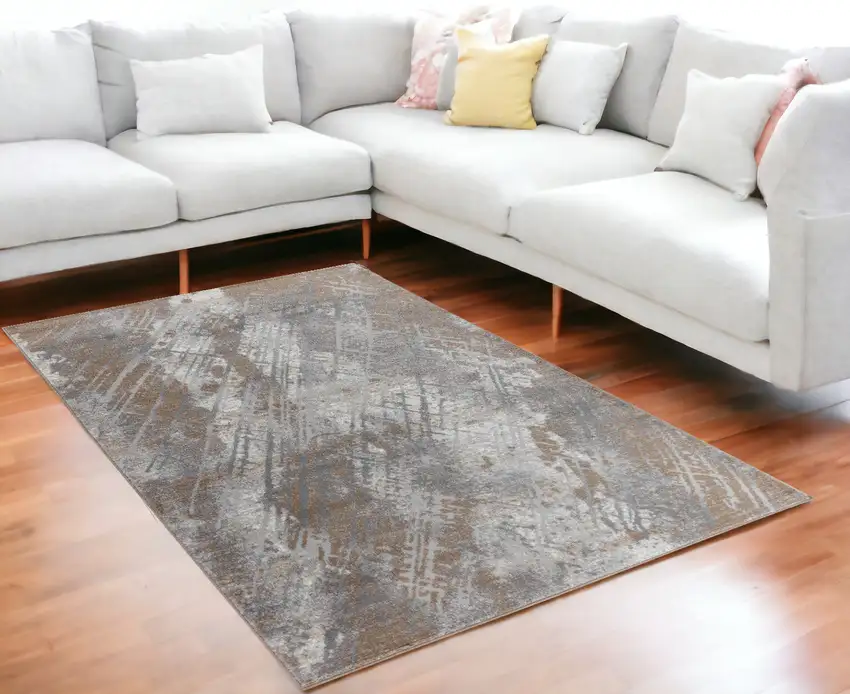 5' X 8' Brown Abstract Area Rug Photo 1
