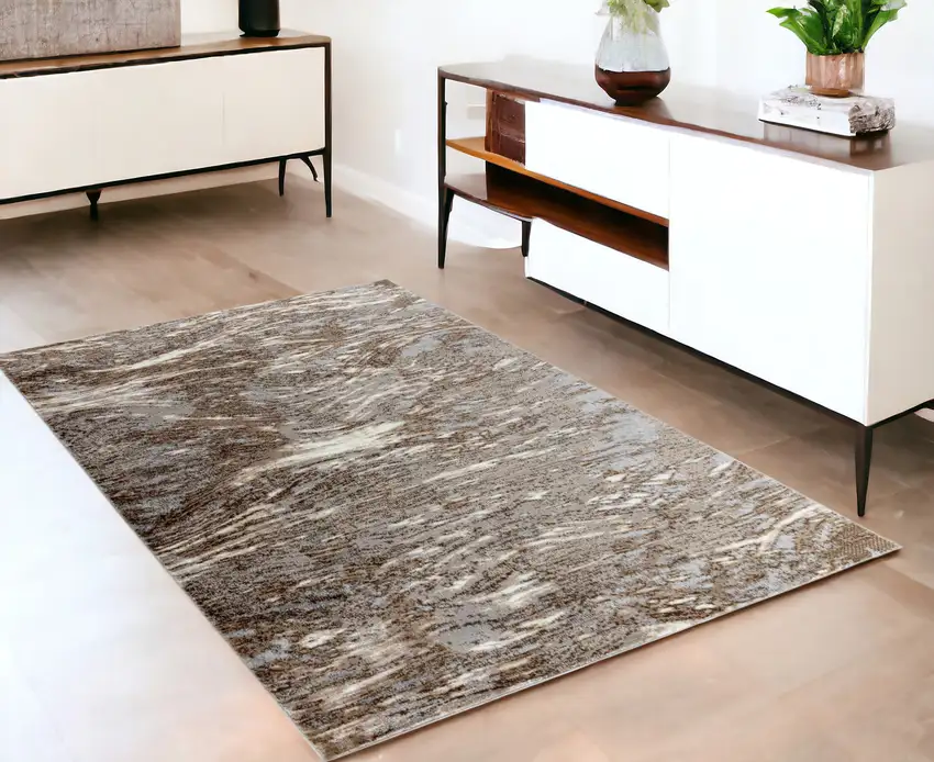 Brown Abstract Area Rug Photo 1