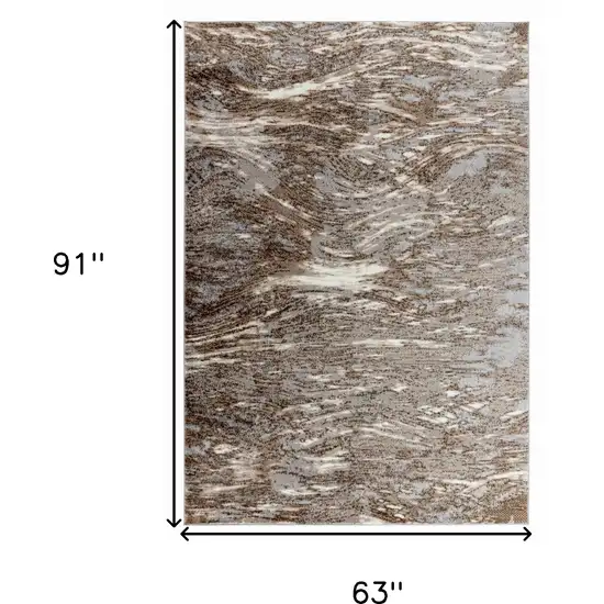 5' X 8' Brown Abstract Area Rug Photo 3