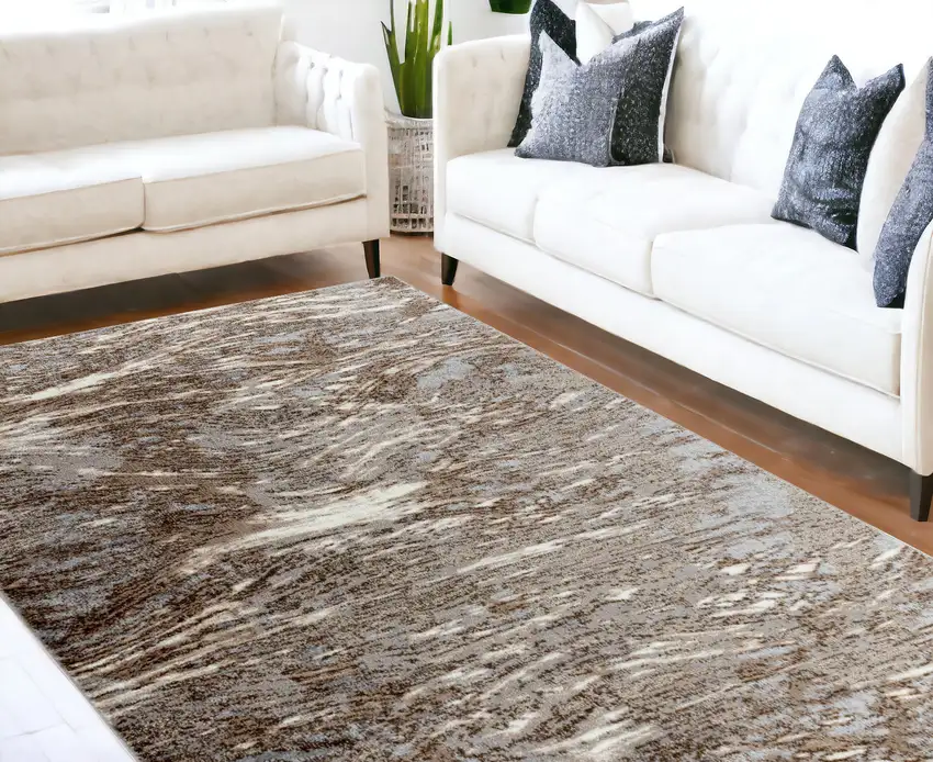 7' X 10' Brown Abstract Area Rug Photo 1