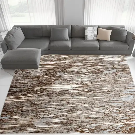 7' X 10' Brown Abstract Area Rug Photo 1