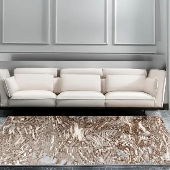 8' X 11' Brown Abstract Area Rug Photo 1