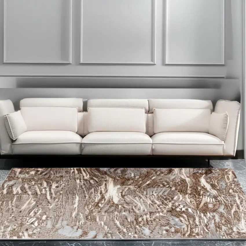 8' X 11' Brown Abstract Area Rug Photo 1