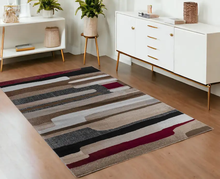 Brown Abstract Area Rug Photo 1