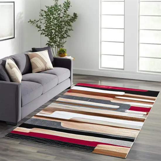 5' X 8' Brown Abstract Area Rug Photo 1