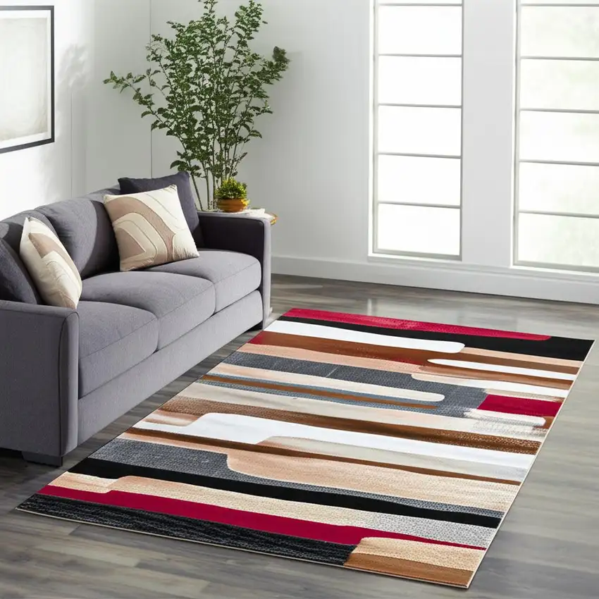 5' X 8' Brown Abstract Area Rug Photo 1