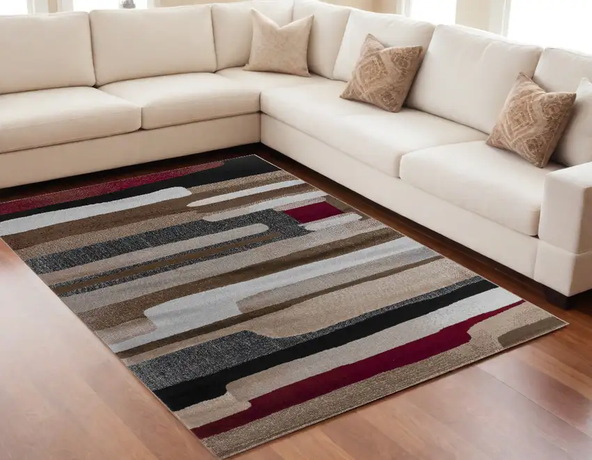 5' X 8' Brown Abstract Area Rug Photo 1