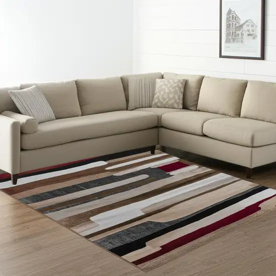 7' X 10' Brown Abstract Area Rug Photo 1