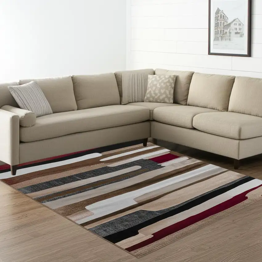 7' X 10' Brown Abstract Area Rug Photo 1