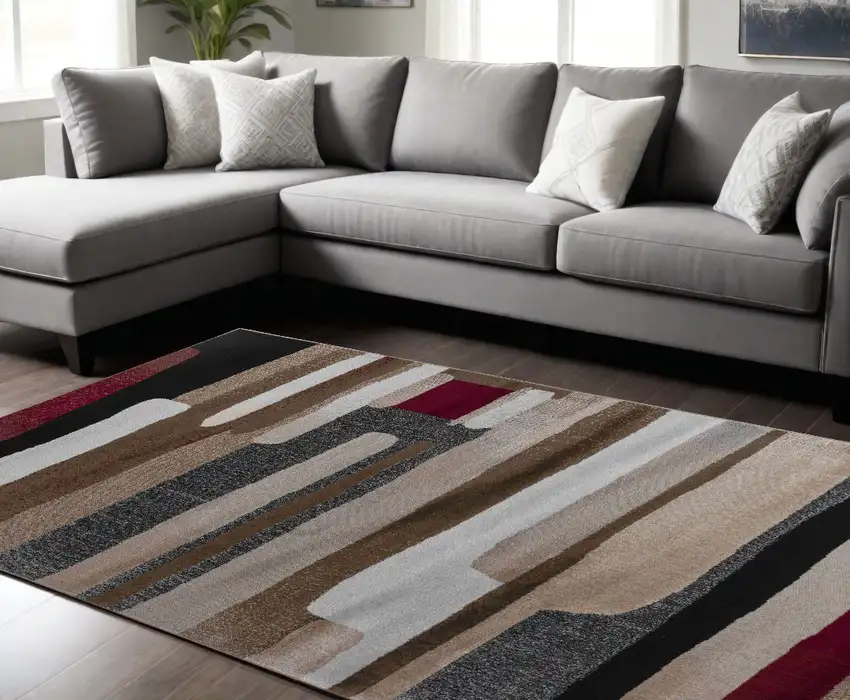 8' X 11' Brown Abstract Area Rug Photo 1