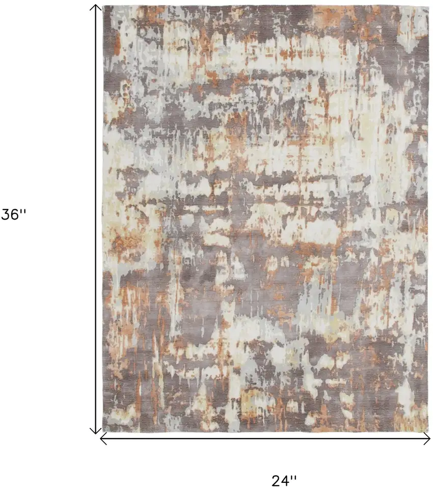 Brown Abstract Hand Loomed Area Rug Photo 3