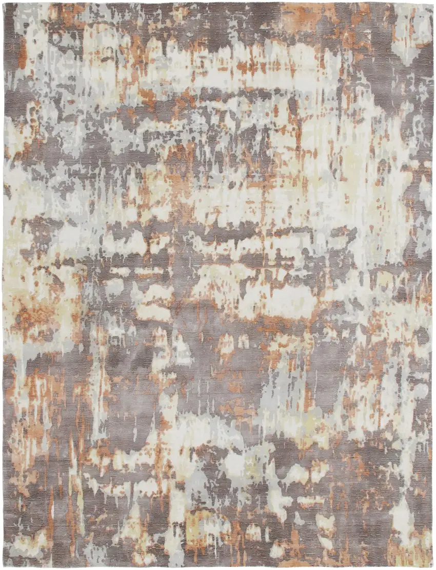 Brown Abstract Hand Loomed Area Rug Photo 1