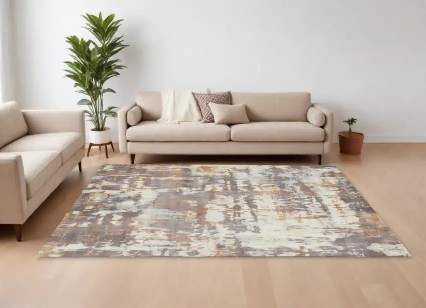 Brown Abstract Hand Loomed Area Rug Photo 2