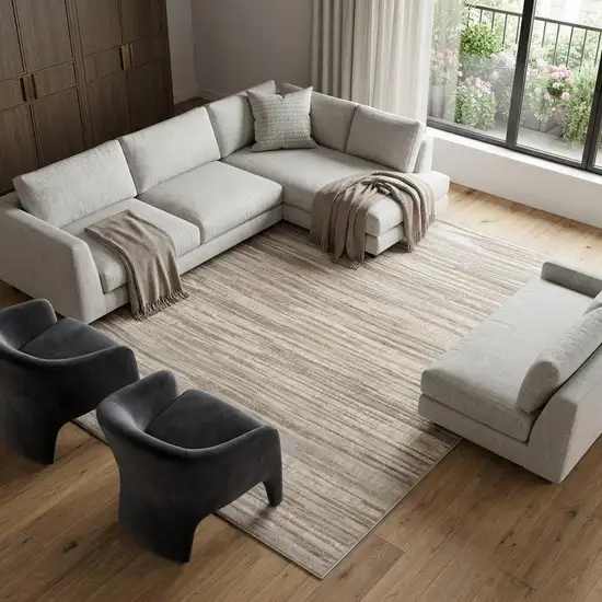 Brown Abstract Power Loom Area Rug Photo 1