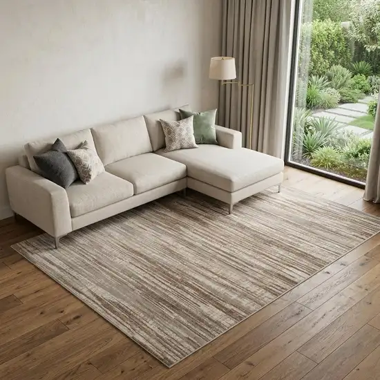 Brown Abstract Power Loom Area Rug Photo 1