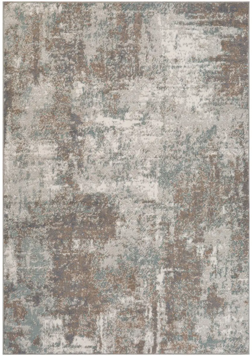 Brown Abstract Power Loom Area Rug Photo 1