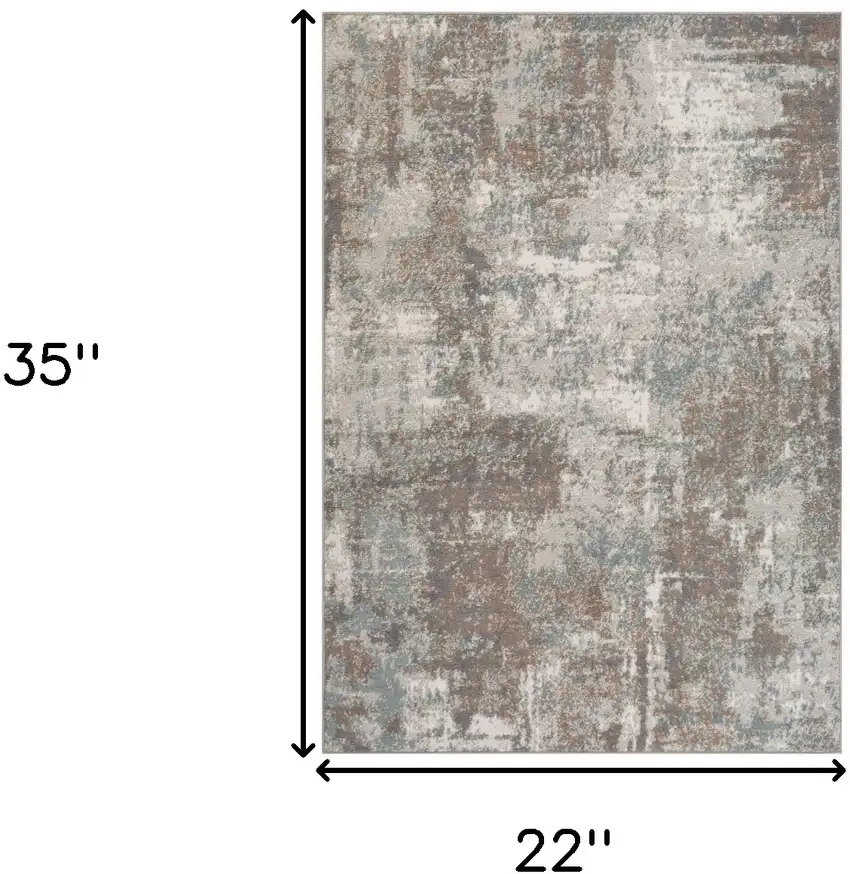 Brown Abstract Power Loom Area Rug Photo 6