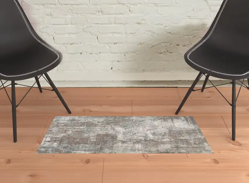 Brown Abstract Power Loom Area Rug Photo 2