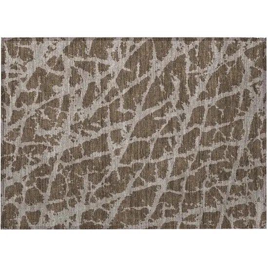 Brown Abstract Washable Non Skid Indoor Outdoor Area Rug Photo 4