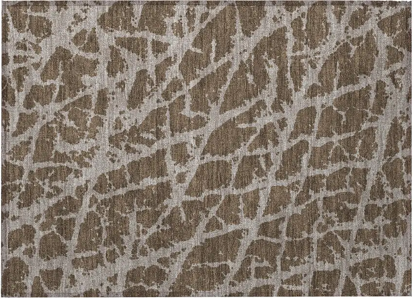 Brown Abstract Washable Non Skid Indoor Outdoor Area Rug Photo 4