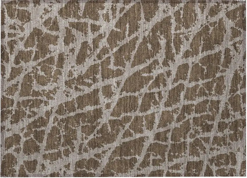 Brown Abstract Washable Non Skid Indoor Outdoor Area Rug Photo 4