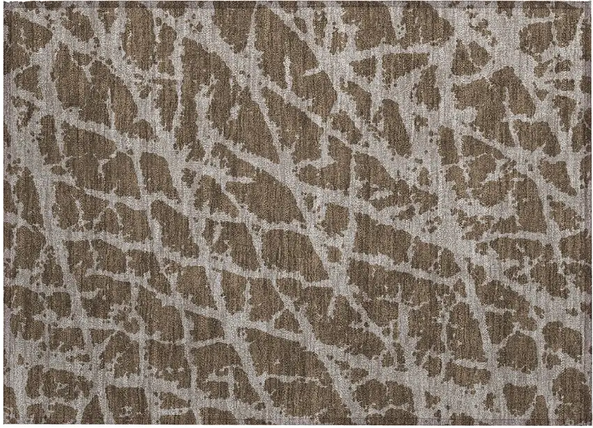Brown Abstract Washable Non Skid Indoor Outdoor Area Rug Photo 2