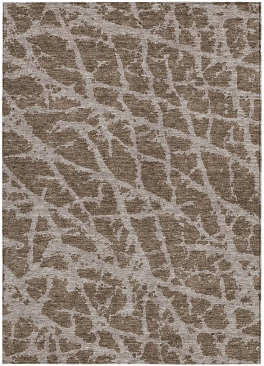 Brown Abstract Washable Non Skid Indoor Outdoor Area Rug Photo 4