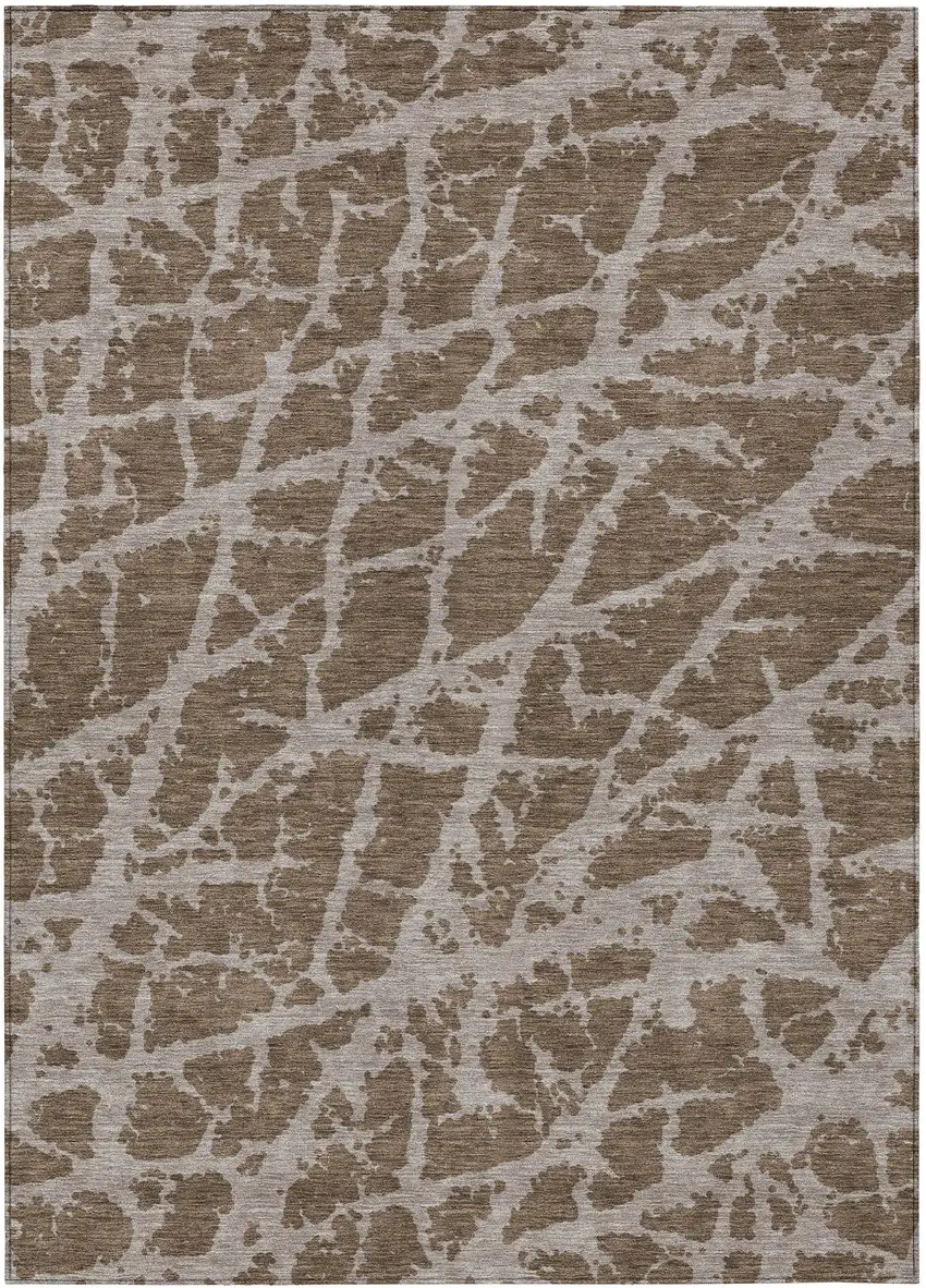 Brown Abstract Washable Non Skid Indoor Outdoor Area Rug Photo 2