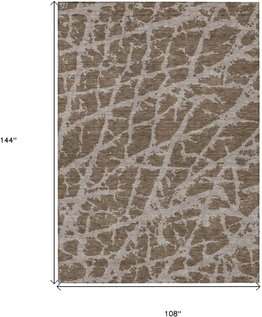 Brown Abstract Washable Non Skid Indoor Outdoor Area Rug Photo 3
