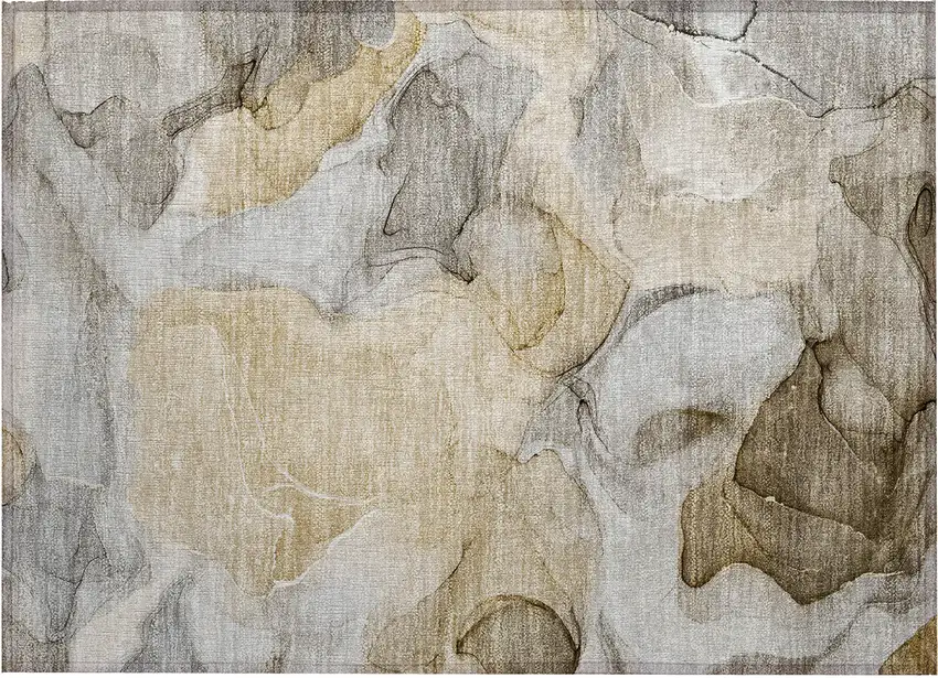 Brown Abstract Washable Non Skid Indoor Outdoor Area Rug Photo 2