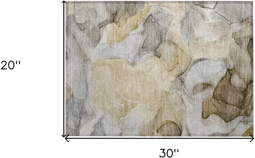 Brown Abstract Washable Non Skid Indoor Outdoor Area Rug Photo 3