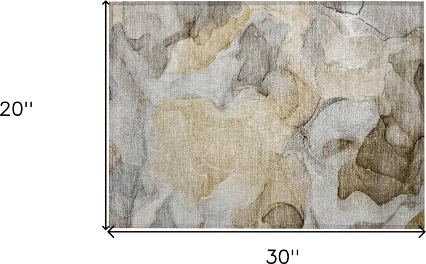 Brown Abstract Washable Non Skid Indoor Outdoor Area Rug Photo 3