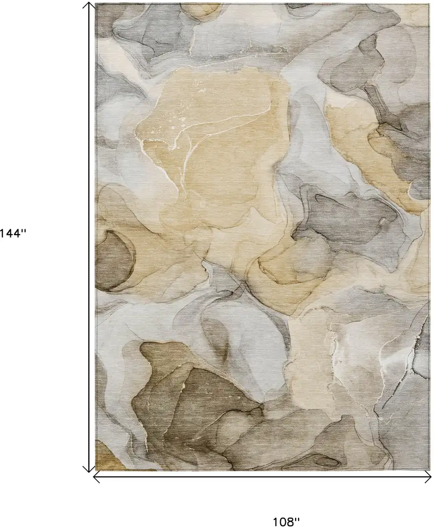Brown Abstract Washable Non Skid Indoor Outdoor Area Rug Photo 3