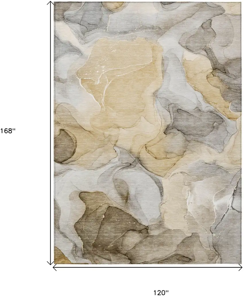 Brown Abstract Washable Non Skid Indoor Outdoor Area Rug Photo 3