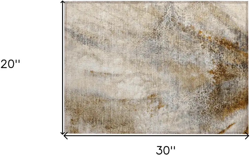 Brown Abstract Washable Non Skid Indoor Outdoor Area Rug Photo 3