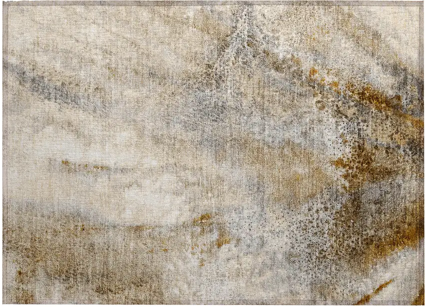 Brown Abstract Washable Non Skid Indoor Outdoor Area Rug Photo 2